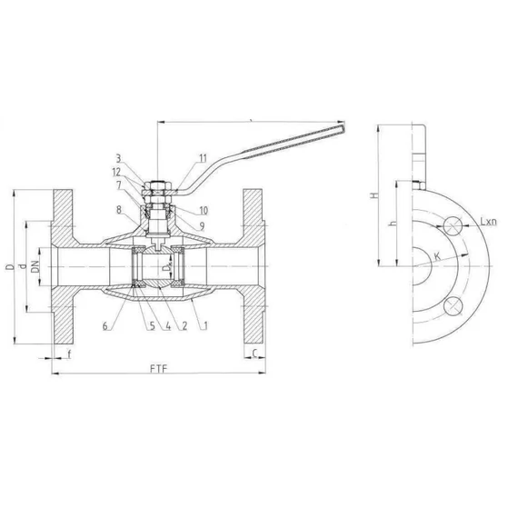 Gömbcsap || GÁZ || DN40 || PN40 || PTFE || -30°C - + 200°C