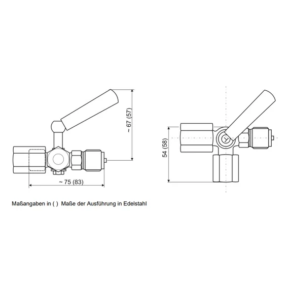 Feszmérőcsap || 3-járatú || PN25 || 1/2