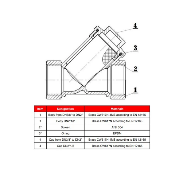 Vízszűrő || Sárgaréz || 6/4
