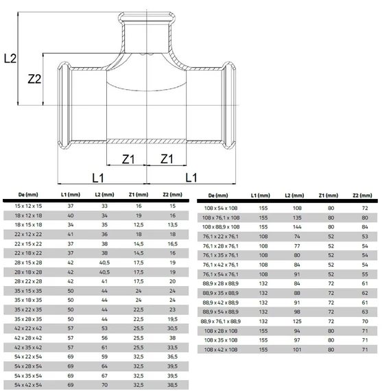 steelPres szűkített T-idom